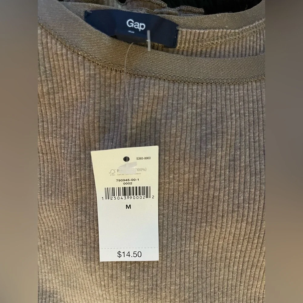 GAP Taupe Ribbed Knit Top - Picture 4 of 6